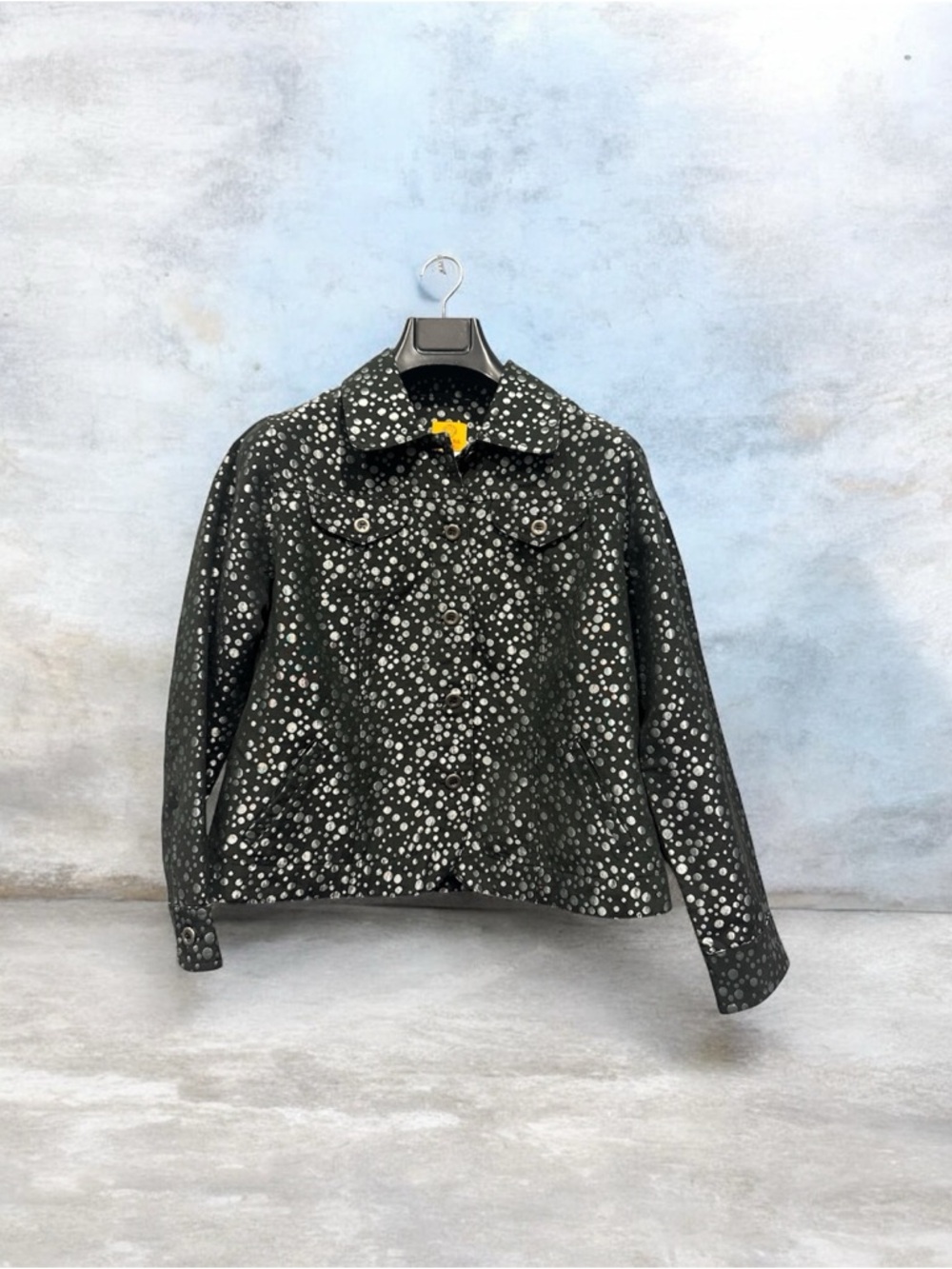 Ruby Rd. Black Jacket with Silver Polka Dots